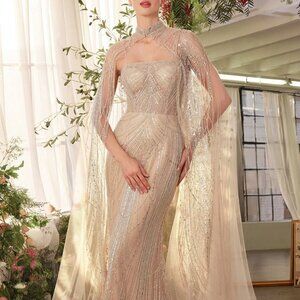Champagne Gold fitted beaded formal dress.Mother of the bride/groom party evenin